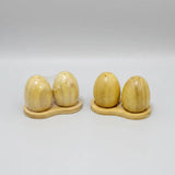Bamboo Egg-Shaped Salt & Pepper Shakers Set 3pcs Kitchen & Dining Shaker Sets