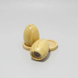 Bamboo Egg-Shaped Salt & Pepper Shakers Set 3pcs Kitchen & Dining Shaker Sets