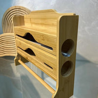 3-in-1 Wall Mounted Bamboo Wrap & Towel Dispenser Kitchen & Dining Food Wrap Dispensers