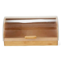 Bamboo Bread Box with Roll-Top Frosted Acrylic Lid Kitchen & Dining Bread Boxes