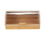 Bamboo Bread Box with Roll-Top Frosted Acrylic Lid Kitchen & Dining Bread Boxes