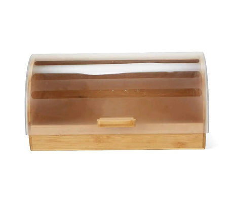 Bamboo Bread Box with Roll-Top Frosted Acrylic Lid Kitchen & Dining Bread Boxes