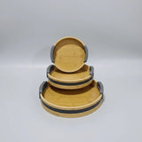 3-Piece Bamboo Nesting Serving Trays with Grey Handles Kitchen & Dining Serving Trays