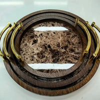 3-Piece Bamboo Nesting Serving Trays with Grey Handles Kitchen & Dining Serving Trays