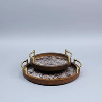 3-Piece Bamboo Nesting Serving Trays with Grey Handles Kitchen & Dining Serving Trays