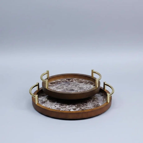 3-Piece Bamboo Nesting Serving Trays with Grey Handles Kitchen & Dining Serving Trays