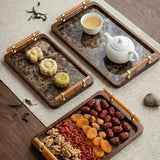 3-Piece Bamboo Nesting Serving Trays with Grey Handles Kitchen & Dining Serving Trays