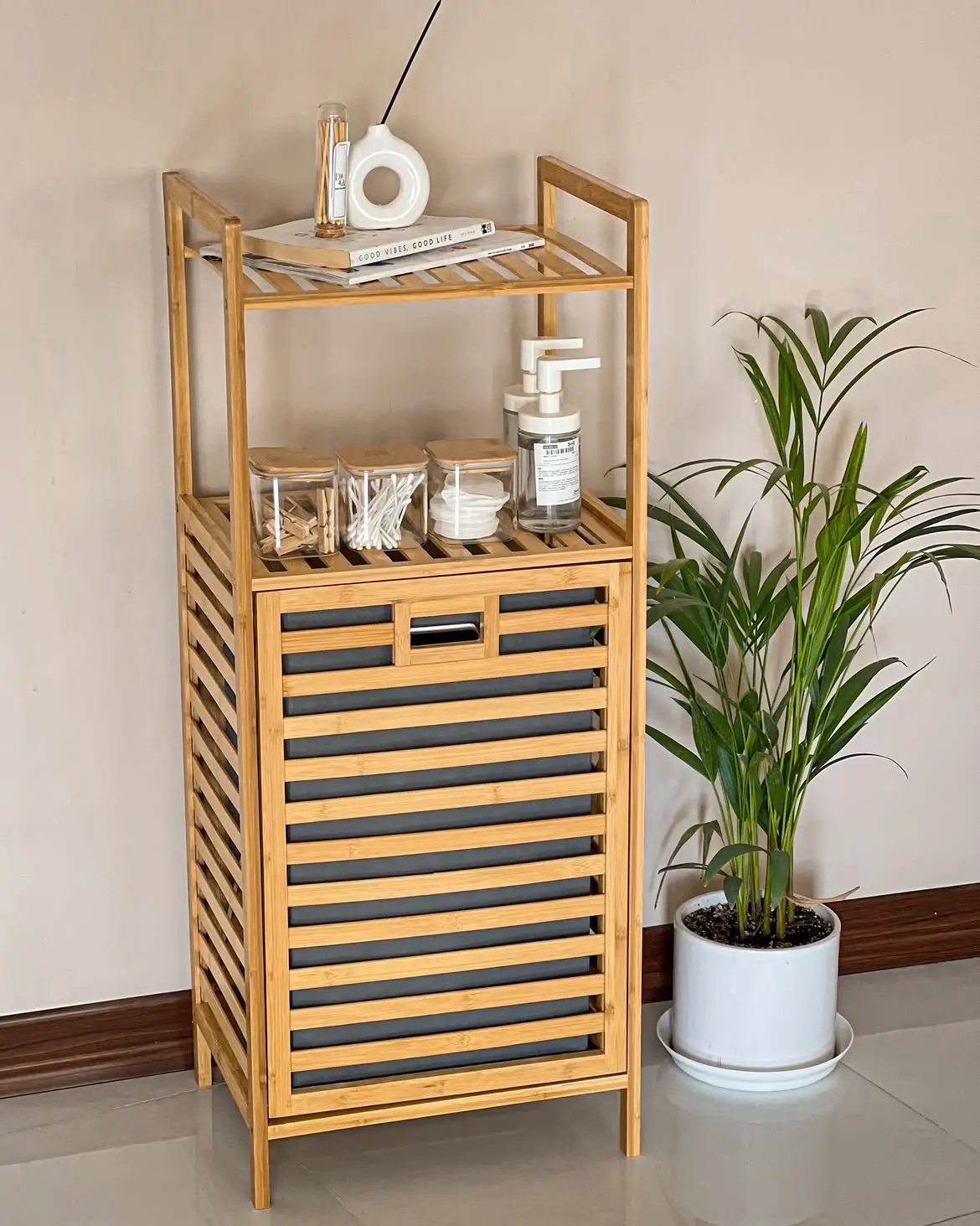2-in-1 Bamboo Laundry Hamper with Shelf & Fabric Liner Home & Living Laundry Hampers