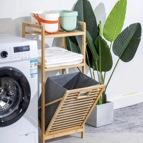 2-in-1 Bamboo Laundry Hamper with Shelf & Fabric Liner Home & Living Laundry Hampers