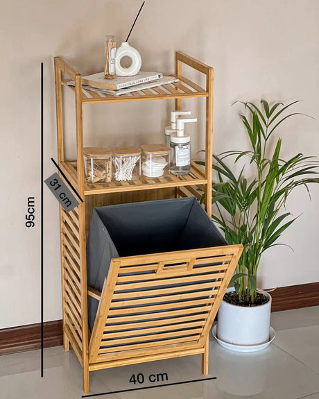 2-in-1 Bamboo Laundry Hamper with Shelf & Fabric Liner Home & Living Laundry Hampers
