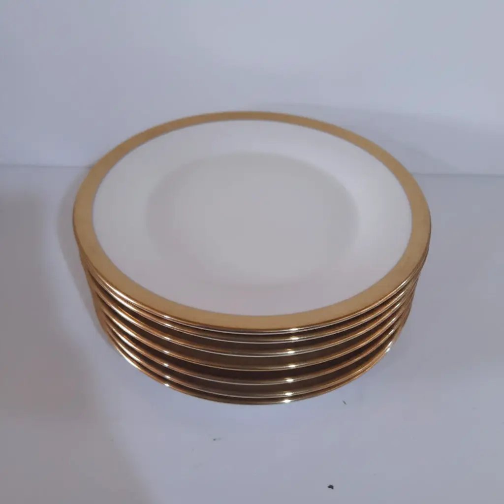 Porcelain Gold Rim Dinner Plates Set of 6 Kitchen & Dining Plates