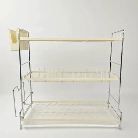 3-Tier Dish Rack with Drip Tray & Side Hooks Kitchen & Dining Dish Racks