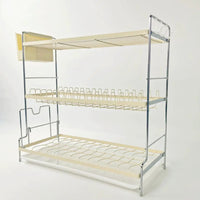 3-Tier Dish Rack with Drip Tray & Side Hooks Kitchen & Dining Dish Racks