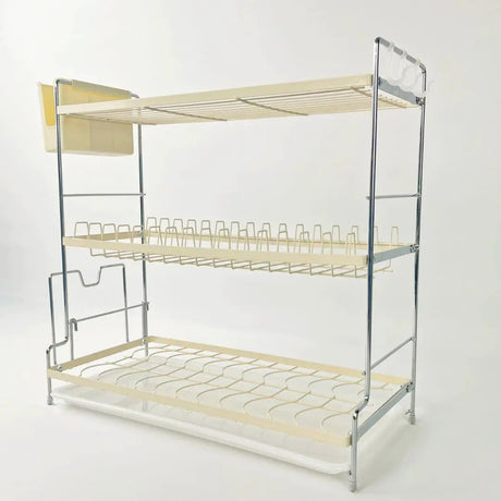 3-Tier Dish Rack with Drip Tray & Side Hooks Kitchen & Dining Dish Racks