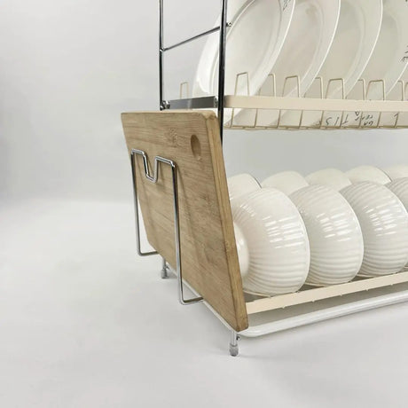 3-Tier Dish Rack with Drip Tray & Side Hooks Kitchen & Dining Dish Racks