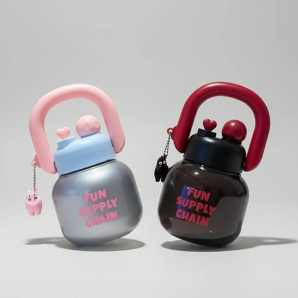 Cute Kettle-Shape Pot Water Bottle with Arch Handle & Charm Kitchen & Dining Water Bottles