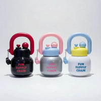 Cute Kettle-Shape Pot Water Bottle with Arch Handle & Charm Kitchen & Dining Water Bottles