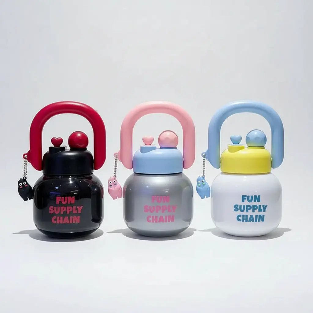 Cute Kettle-Shape Pot Water Bottle with Arch Handle & Charm Kitchen & Dining Water Bottles