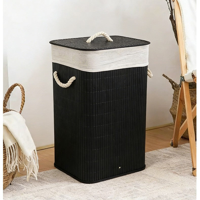 Foldable Bamboo Laundry Hamper with Lid
