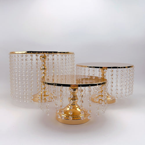 4-Piece Iron & Crystal Cake Stand Set 20–35cm