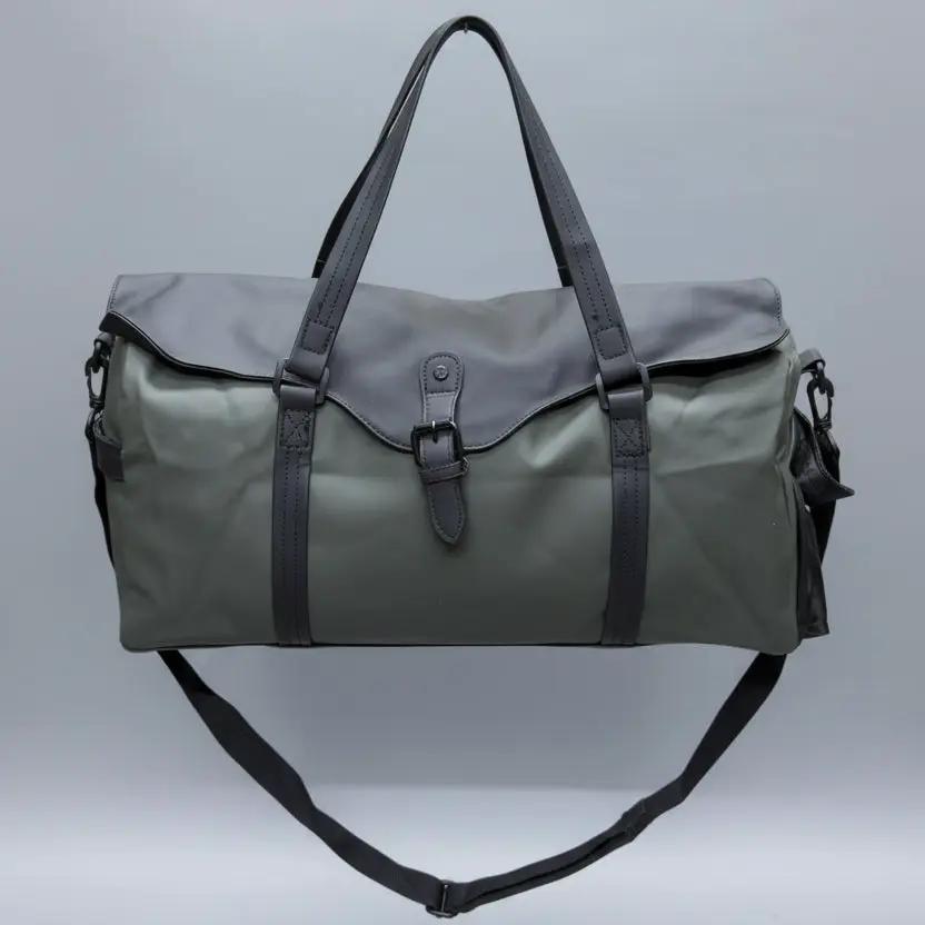 Leather-Look Duffle Bag with Shoe Compartment Outdoor & Sports Gym Duffel Bags