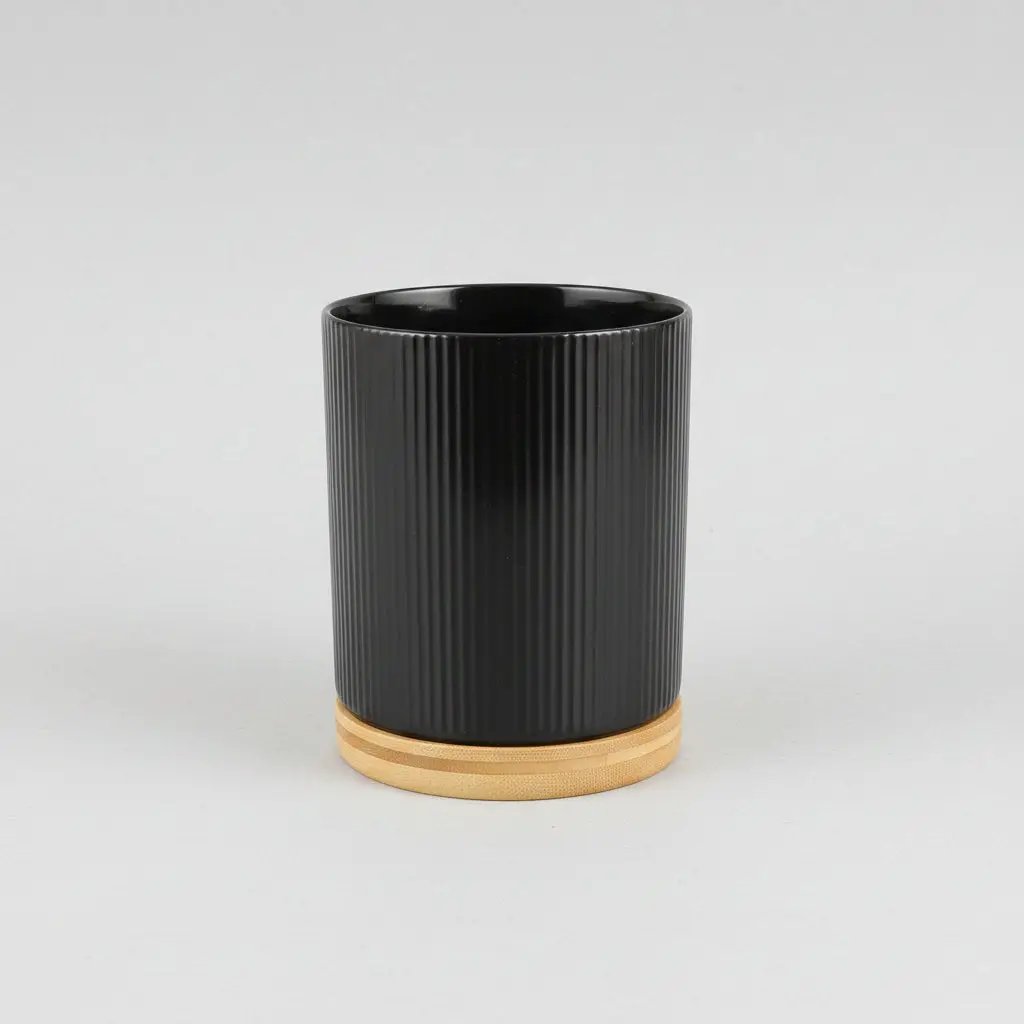 Ceramic Spoon Holder with Bamboo Base Kitchen Accessories Kitchen Utensil Holders