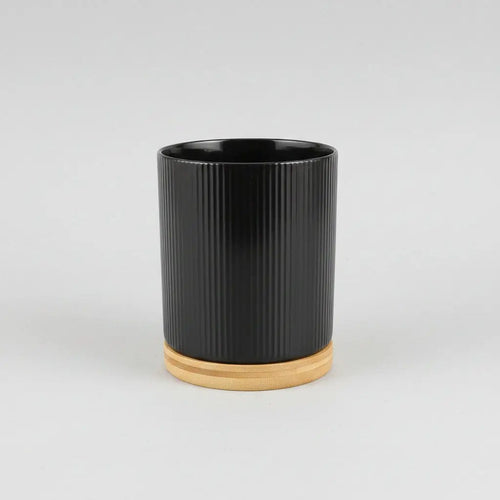 Ceramic Spoon Holder with Bamboo Base Kitchen Accessories Kitchen Utensil Holders
