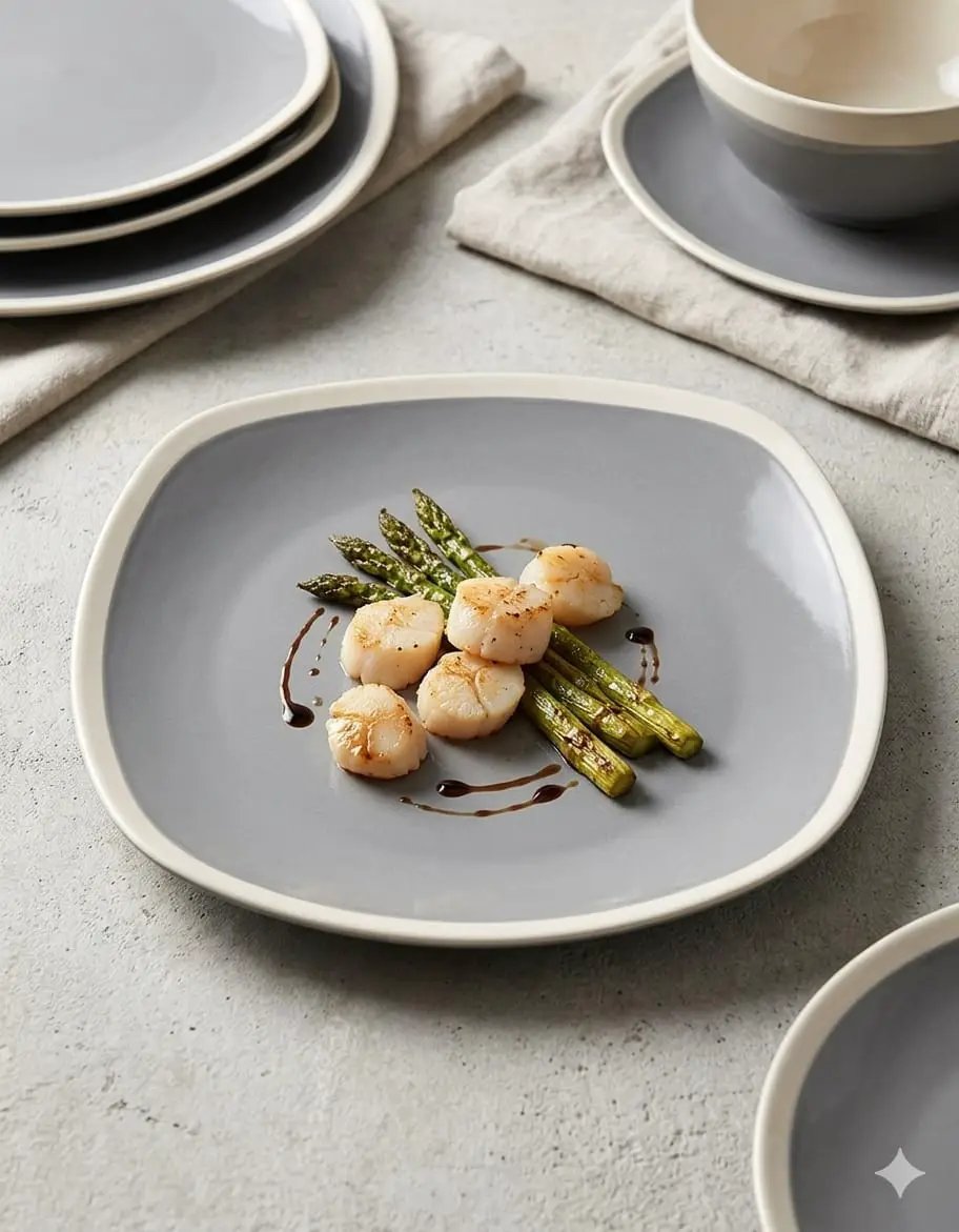 Ceramic Square Coloured Plates Set of 6 Kitchenware Plates