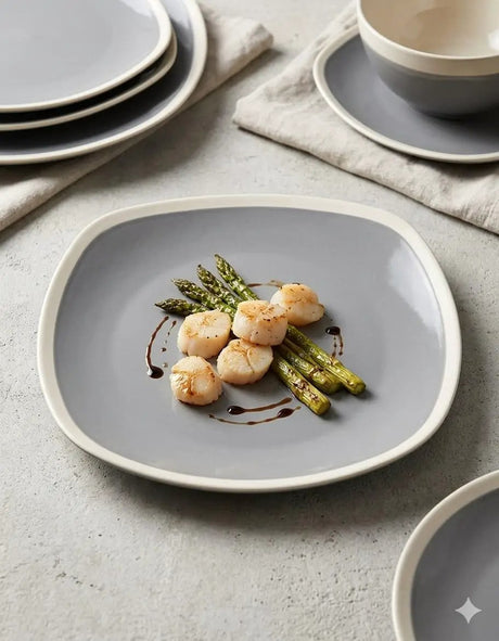 Ceramic Square Coloured Plates Set of 6 Kitchenware Plates