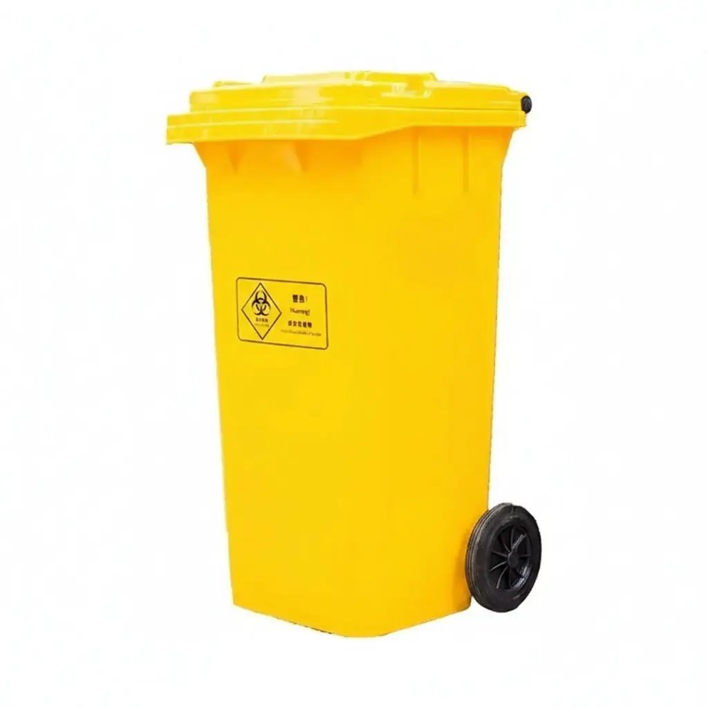 Yellow Dustbin with Wheels Home & Outdoor Trash Cans