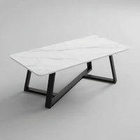 Marble Top Coffee Table White & Black Frame Furniture Coffee Tables