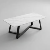 Marble Top Coffee Table White & Black Frame Furniture Coffee Tables