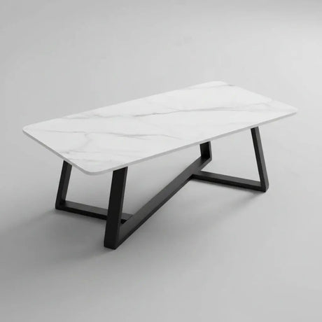 Marble Top Coffee Table White & Black Frame Furniture Coffee Tables