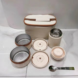3-in-1 Thermal Lunch Box Set with Flask & Insulated Bag 7-Piece Kitchen & Dining Lunch Box Sets