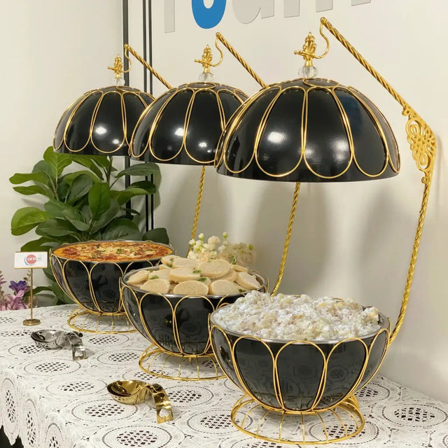 8L Egg-Shaped Round Hanging Chafing Dish Buffet Food Warmer Kitchen & Dining Chafing Dishes