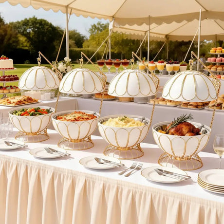8L Egg-Shaped Round Hanging Chafing Dish Buffet Food Warmer Kitchen & Dining Chafing Dishes