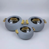 3-Piece Ribbed Insulated Food Warmer Set with Clear Window Kitchen & Dining Chafing Dishes