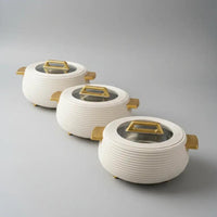 3-Piece Ribbed Insulated Food Warmer Set with Clear Window Kitchen & Dining Chafing Dishes
