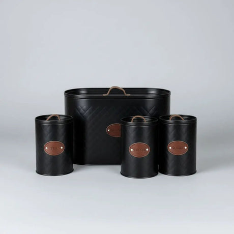 4-Piece Quilted Metal Bread Bin & Canister Set Kitchen & Dining Food Storage Containers