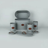 4-Piece Quilted Metal Bread Bin & Canister Set Kitchen & Dining Food Storage Containers