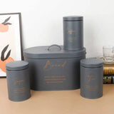 4-Piece Quilted Metal Bread Bin & Canister Set Kitchen & Dining Food Storage Containers