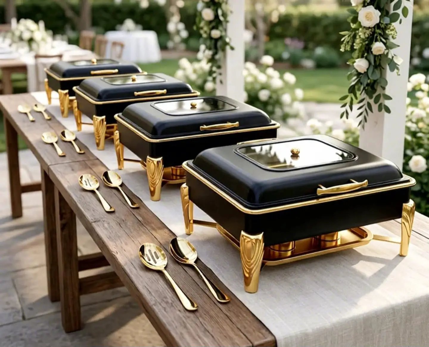 Round Hydraulic Stainless Steel Chafing Dish Buffet Kitchen & Dining Chafing Dishes