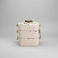 3-Piece Premium Ribbed Marble & Gold Insulated Food Warmer Set Kitchen & Dining Food Warmers