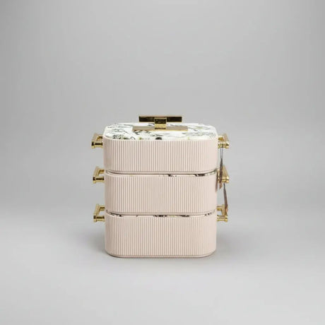 3-Piece Premium Ribbed Marble & Gold Insulated Food Warmer Set Kitchen & Dining Food Warmers