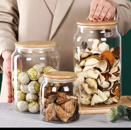 Clear Acrylic Storage Jars with Bamboo Lids Kitchen & Dining Food Storage Containers
