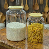 Clear Acrylic Storage Jars with Bamboo Lids Kitchen & Dining Food Storage Containers