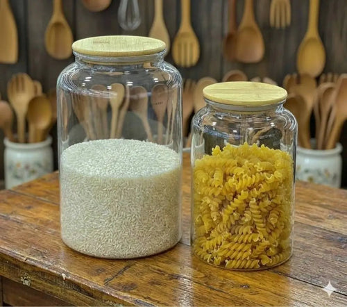 Clear Acrylic Storage Jars with Bamboo Lids Kitchen & Dining Food Storage Containers