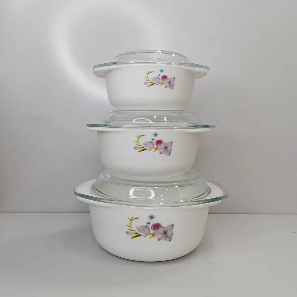 3-Piece Glass Casserole Serving Bowl Set Kitchenware Serving Bowls