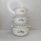 3-Piece Glass Casserole Serving Bowl Set Kitchenware Serving Bowls
