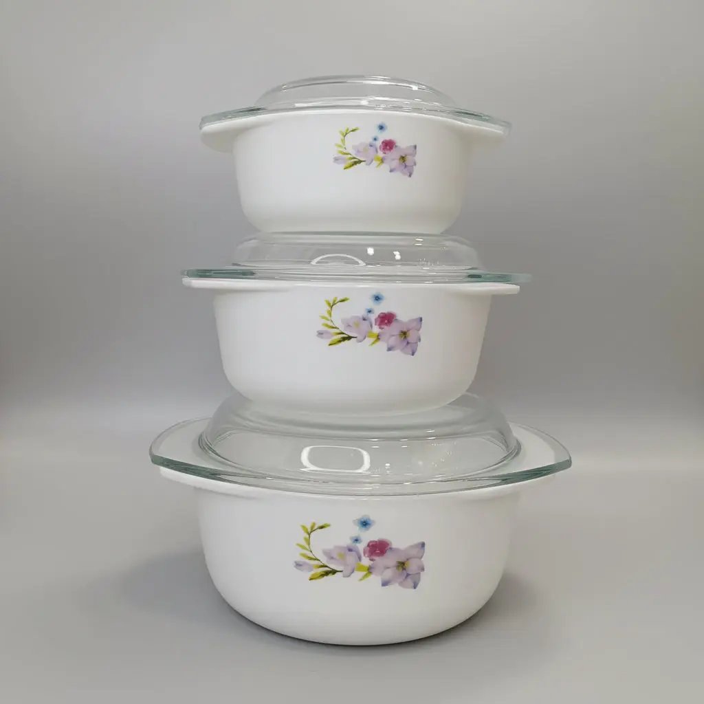 3-Piece Glass Casserole Serving Bowl Set Kitchenware Serving Bowls